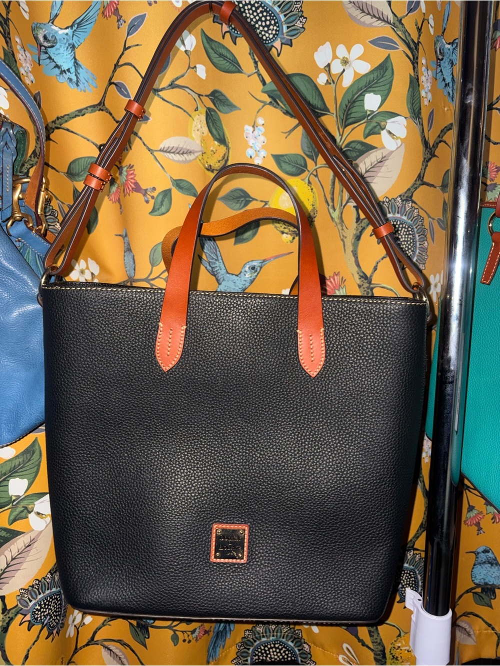 Dooney and Bourke Lilliana Black Pebble Leather Satchel Tote